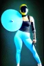 Placeholder: Cyan photograph Cyber-punk, full-mask, AKG-style big headphones, golden rings & disc, fencing mask. Speakers. Jennifer Lopez, sword, Hattori Hanso. Thick tights, thick calves, arched fell, wide hip. Old camera lenses, ancient artifact attached, perfect body. Electronic circuits, device, laser. 5-dimensional Escher tiling background. Daft Punk, Tron Movie. Matrix movie clothes, tippet, latex. Wicked sneakers. 1990's, old telephone microphone as mouth. Minimalism fashion Future