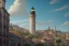 Placeholder: Ronda spain,lighthouse,Vignola classicism ,palladio,rooftitles, uphill road building ,Various colourful city,A beautiful,beautiful Human scaled,,green building,plants,tree,stairs,detailed facades,hyperrealistic,photorealistic,4k,