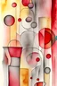 Placeholder: Abstract watercolour in the style of Paul Klee and Barbara Hepworth in red,grey and gold on watercolour background