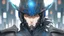 Placeholder: A man wears a black glass motor helmet and Chinese dress , full helmet Class, black and blue color, solo leveling shadow drawing style, neon, intricate details, highly detailed, high details, detailed portrait, masterpiece,ultra detailed, ultra quality