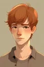 Placeholder: A boy that is 165 cm tall with short hair and middle part and he is ginger