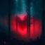 Placeholder: red fog in the forest at night with an electric heart