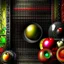 Placeholder: Still life. Apples. Pears. Grapes. Dishes. Oranges. Wood table. Coffee pot.
