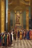 Placeholder: People standing in a line to vote classical painting