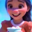 Placeholder: cute, adorable, smiling girl eating ice cream, candies flying all around her, Pixar, disney, cinema lighting, gaming, 8k, magic, love --q 1 --v 4