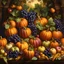 Placeholder: pumpkins, apples, grapes, corn, and more,colorful8k resolution concept art,By Leonardo da vinci,Michelangelo,Raffaello deep color, daytime Lighting, digital illustration, 4K, Hyperdetailed, Intricate Details, 3D shading, Art of Illusion