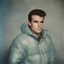 Placeholder: Actor montgomery clift, blue, autochrome, plastic puffy jacket
