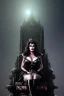 Placeholder: painting of lisa ann as evil queen in black leather, sitting on a throne, leather, angry, stern look, volumetric lighting, particales,highly detailed,cinematic, deep colours,8, highly detailed, digital painting, artstation, concept art, smooth, sharp focus,