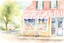 Placeholder: Small Town Ice-Cream Parlor... Prompt: A watercolor depiction of a picturesque, small-town ice cream parlor with vintage decor, bathed in the soft, warm hues of a summer afternoon, exuding the comfort and joy of sweet, simple pleasures #watercolor #MJ