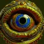 Placeholder: Expressively detailed and intricate 3d rendering of a hyperrealistic “steampunk eyeball”: front view, symetric, organic, dripping colorful paint, tribalism, gothic, shamanism, cosmic fractals, dystopian, dendritic, stylized fantasy, mati klarwein, artstation: award-winning: professional portrait: atmospheric: commanding: fantastical: clarity: 16k: ultra quality: striking: brilliance: stunning colors: amazing depth: masterfully crafted.