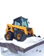 Placeholder: Isometric skidsteer, low perspective, cartoon proportions. Digital painting