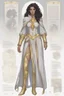 Placeholder: Dnd character sheet, full body. A female Moonelf twilight cleric with black curly hair and golden eyes, wearing gray robes. Etheral, muscular, beautiful