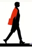 Placeholder: Person walking, front, art reference, saul bass