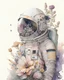 Placeholder: "floral astronaut" hand-drawn watercolor, muted tones, flowers everywhere,highly detailed, sharp focus, REALISTIC