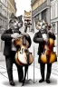 Placeholder: Group mature cats playing violin, drum, singing, street, Vienna, smiling, sunny day, model style, hyper realistic, extremely accurate, delicate, extremely detailed, Graphic novel style, wide-angle, open aperture, superfine pencil