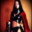 Placeholder: Ultra realistic, beautiful woman, long hair, 8-pack abs, black robe, evil, long nails, dark red and gold leather armour, magic, hung