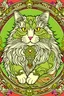 Placeholder: norwegian forest cat in the style of mucha