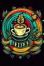 Placeholder: Colorful Eclectic coffee shop logo. High definition