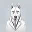 Placeholder: make one realistic business dog that is made of shapes and has a suit on looks a little like crystals with arms lowest 2048 x 1152 pixels and highest 6 MB