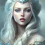 Placeholder: ice queen blue eyes long blond hair smiling face in elden ring realistic