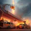 Placeholder: Futuristic sci-fi steampunk art deco fire trucks, highly detailed light golden hour trending on Artstation highly detailed 8k photorealistic ultra detailed hdr by greg rutkowski and thomas kinkade steampunk