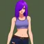 Placeholder: a pretty girl, skinny, relaxed, tank top, purple hair, digital art, stylised