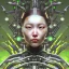 Placeholder: closeup portrait of biopunk asian female floral cyborg, cyberpunk face made of plants. By Piero della Francesca --ar 2:3 --test --creative