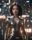 Placeholder: /dream prompt:Joyful (photograph:1.2) of Alita from Battle Angel, her (cybernetic body:1.3) adorned with (glistening crystals:1.25) and (glowing electric circuits:1.3), bathed in (radiant light:1.2), shot with a (macro lens:1.3) for exquisite detail