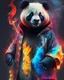 Placeholder: Panda grizzle hybrid colors clothes with lollipopd dark fire art ,Hyperrealistic stunning Master piece