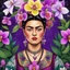 Placeholder: Frida Kahlo as a tattooed Viking warrior: she delicately picks the orchid flower with her mystical allure and enchanting fragrance. They are in a hidden garden deep within the heart of a mystical forest, where orchids bloom in a riot of hues - from deep purples to dazzling whites, each blossom a work of art crafted by nature's hand.