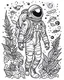 Placeholder: outline art for stoners coloring pages with A very simple and super minimal design featuring A cosmic coloring page featuring an astronaut floating in space surrounded by cannabis constellations., white background, sketch style, fully body, only use outline, cartoon style, clean line art, white background, no shadows and clear and well outlined