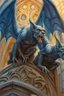 Placeholder: Gargoyles Promt: Art Nouveau Gothic Hyper realistic intricate oil paint detailed pencil sketched Notre Dame gargoyles in the style of Escher, a resin painter