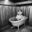 Placeholder: in the wagon bathtub (crazy psychedelic high res photo by Russ Myer) the woman clown take a barh after the show