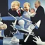 Placeholder: Complex Surgical Instruments crossing over Putin,President Xi jinping,Joe Biden hugging together with a Newborn Boy,black background,surrealism,minimalism,Painting By Adrian Ghenie,Rene Magritte,Salvador DaliLucian Freud,Michelangelo,Pablo Picasso