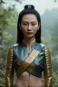 Placeholder: Thailand girl head portrait, warrior costume, village, meditation, woods, cyberpunk, 8k quality