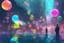 Placeholder: under water, cyberpunk, city, colorful, bubbles