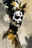 Placeholder: Digital Art of merry harlequin embodying the essence of merriment in a , minimalist approach, influenced by Luis Miranda, Jeremy Mann, Jeffrey Catherine Jones, blends conceptual art with elements of painting and illustration, somber tones, fragmented souls, shadow play, diffuse textures, abstract forms, digital painting, high conceptuality, palette inspired by Jeffrey Catherine Jones, golden ratio composition, fine detail, cinematic lighting.