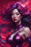 Placeholder: a mermaid with on a red background, in the style of artgerm, dark black and magenta, shilin huang, explosive and chaotic, ue5, detailed costumes, close-up intensity