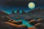 Placeholder: Rocks, night, 2000's sci-fi movies influence, ludwig dettman impressionism painting