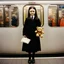 Placeholder: Wednesday addams in the metro, with a teddy bear, autochrome