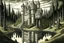 Placeholder: A giant castle near a swamp filled with ghosts painted by MC Escher