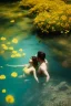 Placeholder: eva and adam underwater with yellow flowers for hair, closed eyes, rtx, reflection, 8k, glow, winning photography, caustics