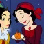 Placeholder: Snow White meets a witch selling poisoned apples