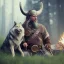 Placeholder: old viking with his wolf sitting near campfire, scary, steam punk, realistic, made in octane, cinematic, ultra-realistic, extremely detailed octane rendering, 8K, VRAY Super Real ar 2:3, dof photorealistic futuristic 50mm lens hard lighting dark gray tintype photograph, realistic lighting, sepia color