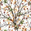 Placeholder: detailed Real Tree Camouflage made of bare bush branches, fir branches, dried maple leaves, snow and dirt, white background, seamless repeatable texture camo pattern