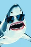 Placeholder: shark with sunglasses in the style of warhol