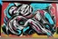 Placeholder: a wrestling graffiti mural wall with the word cell shading style