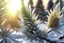 Placeholder: lush pine branch with long frosty needles and large cones, sunny, beautiful forest, silver frost, sunny frosty morning, hyperdetalization, shine, glow, glare, 5k, silver tones, glitter. 3d, 32k. Thomas Kincaid. Dmitry Vishnevsky. Catherine Welz Stein