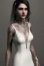 Placeholder: Portrait emo bride with piercings in skin-tight black dress, full body shot, full-color long shot