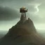 Placeholder: franz frazetta style, watchtower on hill, amon hen, lord of the rings, heavy clouds, dusk